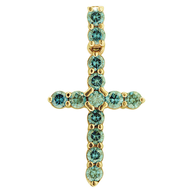 1P161102-2 Blue Diamond Cross Pendant